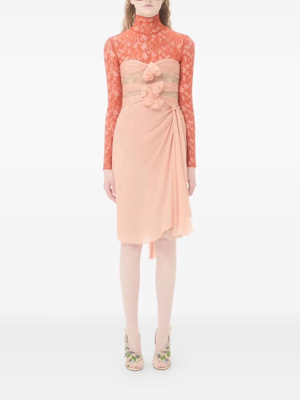 Valentino Garavani Midi-jurk verfraaid met kant - Roze