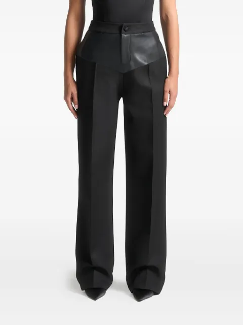 Manière De Voir Blanche leather panel tailored trousers