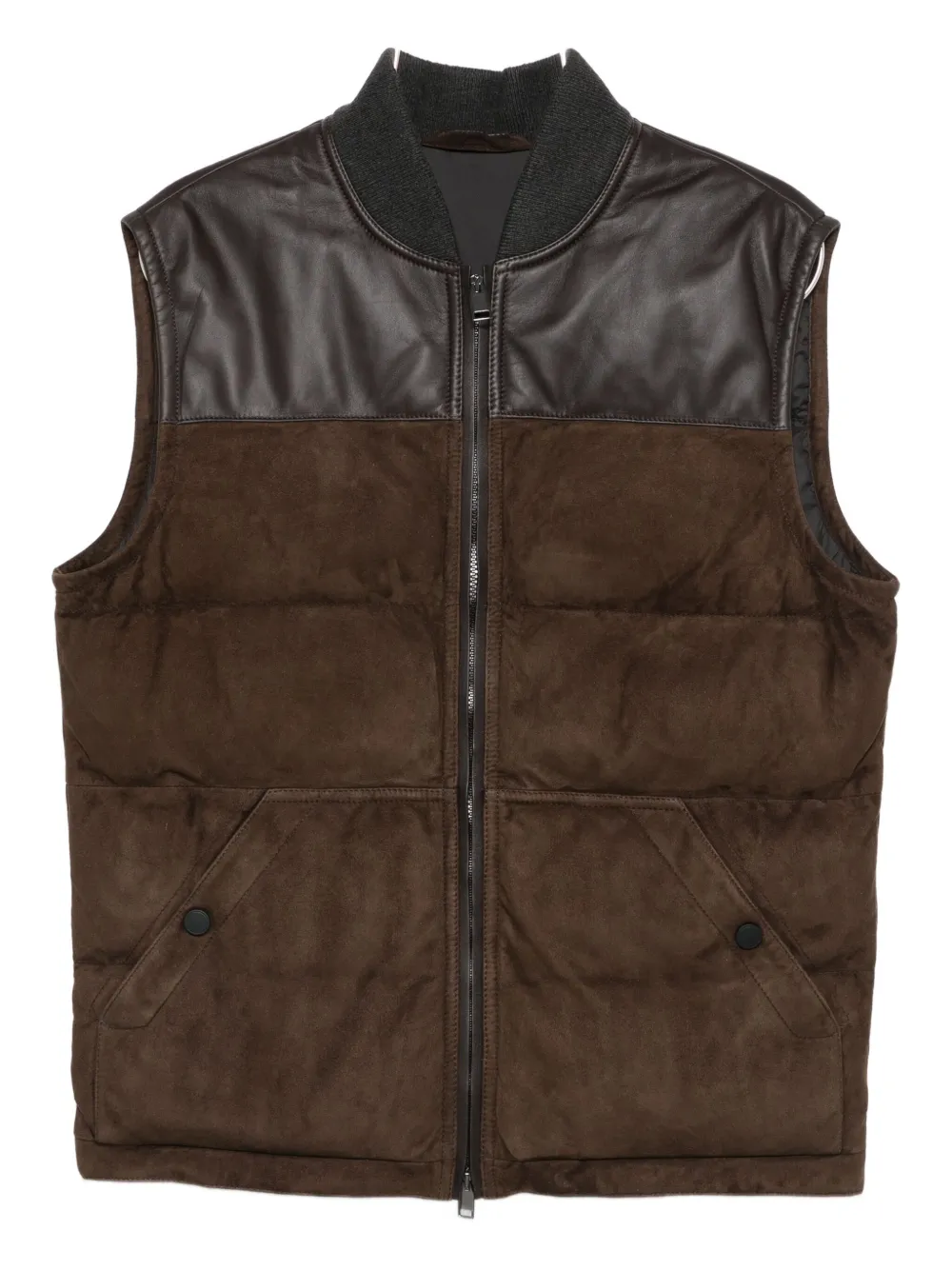 Brioni Sleeveless Puffer Vest Contrast Panels In Black