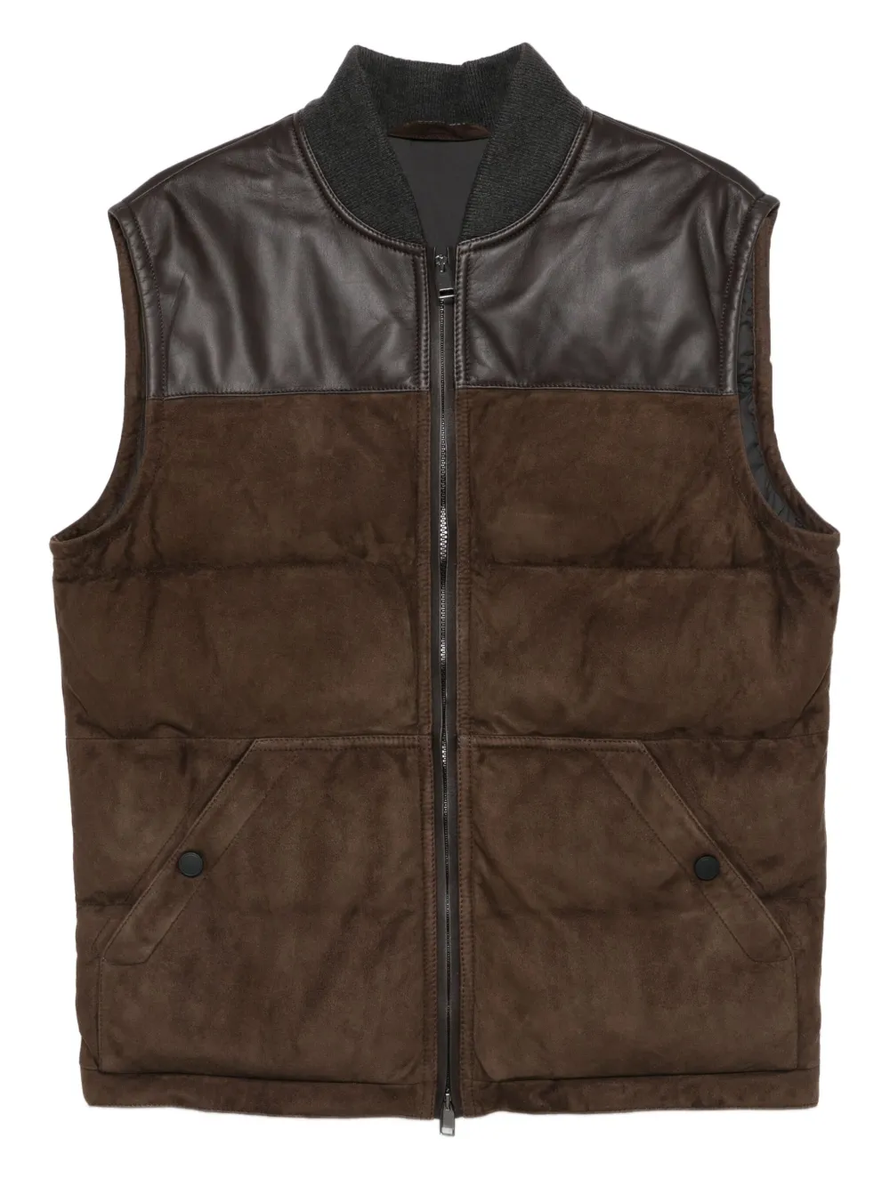 leather-panel quilted vest