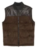 Brioni leather-panel quilted vest - Brown
