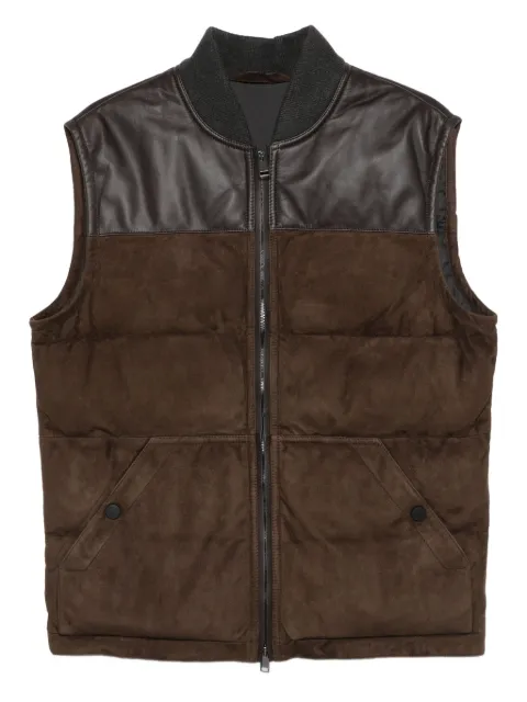 Brioni leather-panel quilted vest