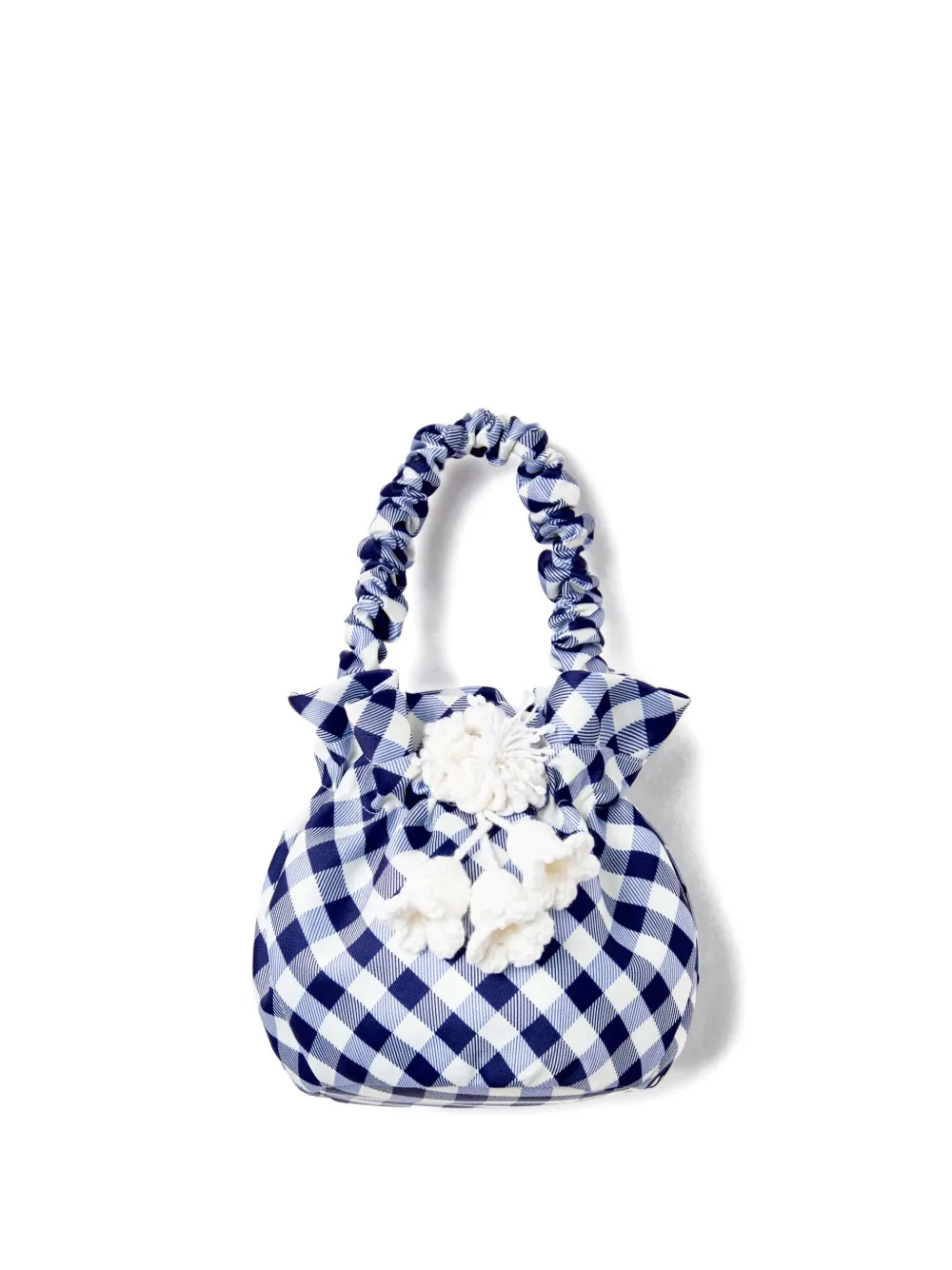 Self-portrait Gingham-check Ruffled Bag In Blue