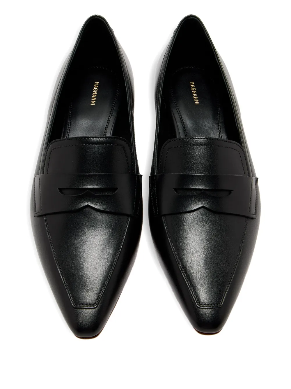 Magnanni pointed-toe penny loafers Black