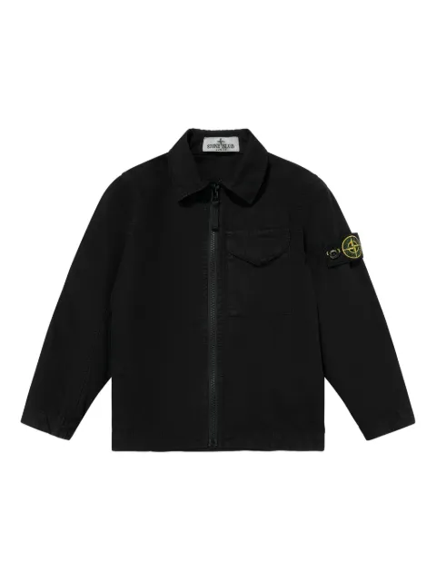Stone Island Junior camiseta con bolsillo de parche y cremallera