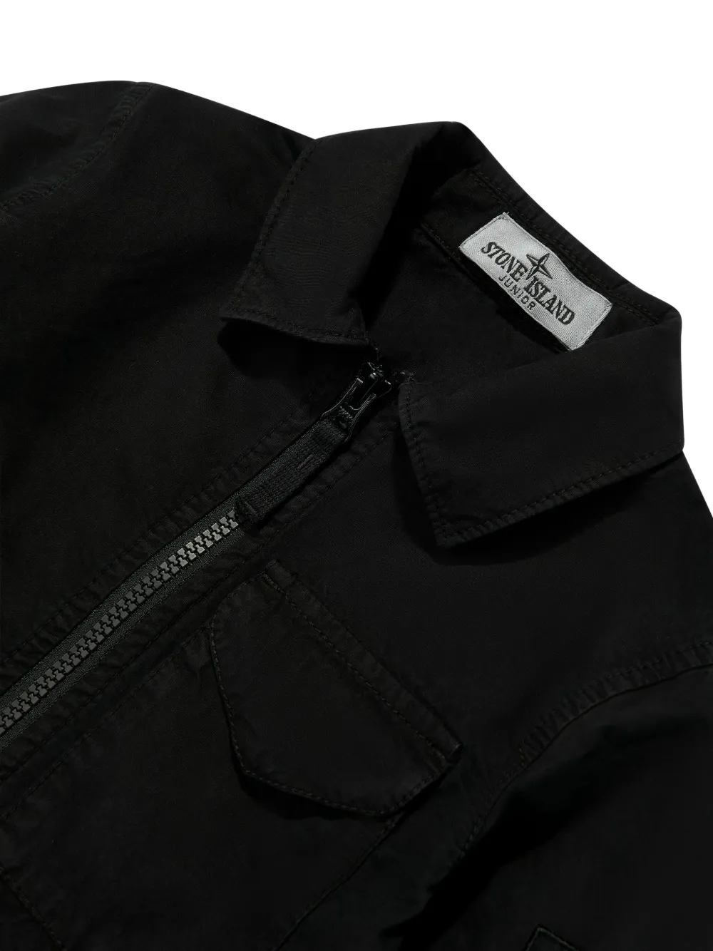 Stone Island Junior Top met opgestikte zak en rits Zwart