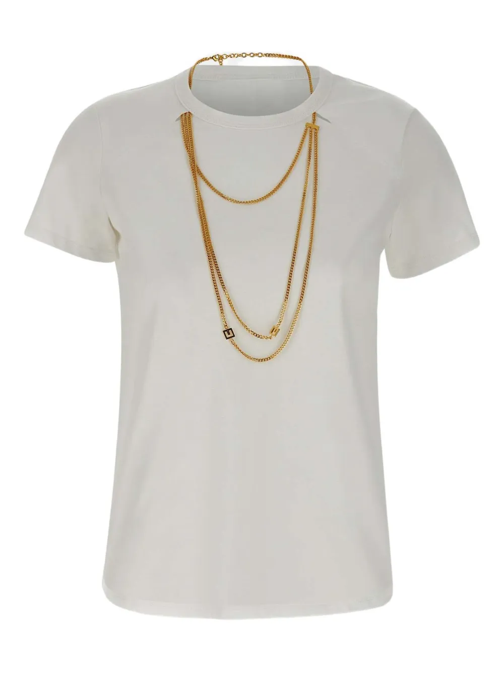 Elisabetta Franchi chain-embellished cotton T-shirt Wit
