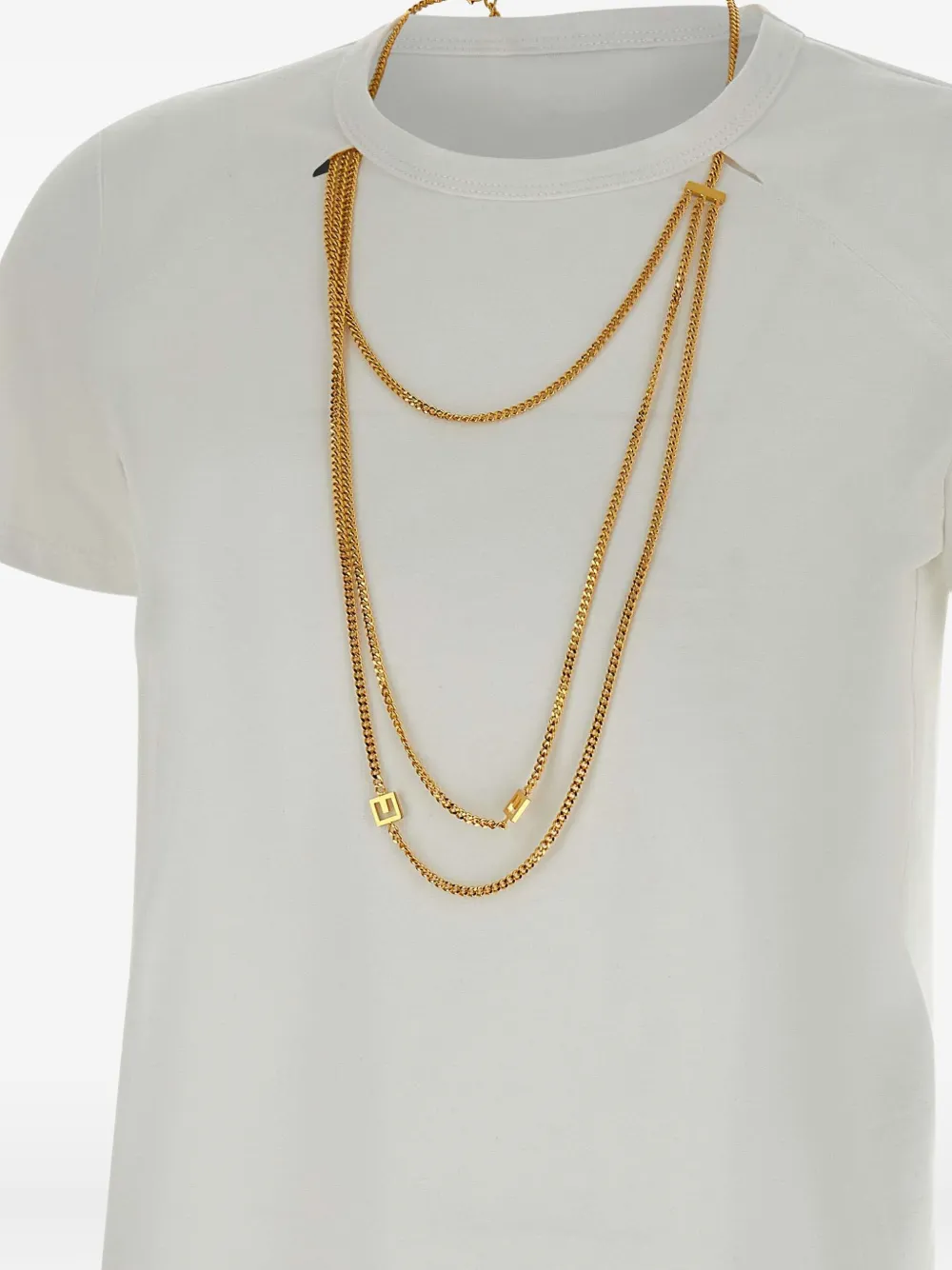 Elisabetta Franchi chain-embellished cotton T-shirt Wit