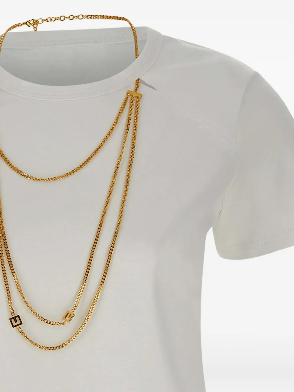 Elisabetta Franchi chain-embellished cotton T-shirt Wit