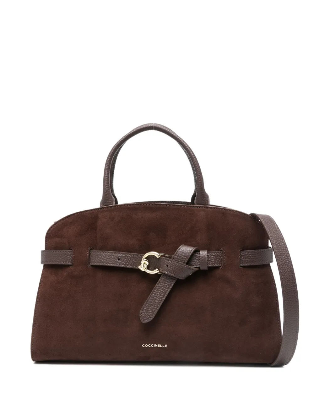 Coccinelle medium Sabine knotted-belt suede tote bag Bruin
