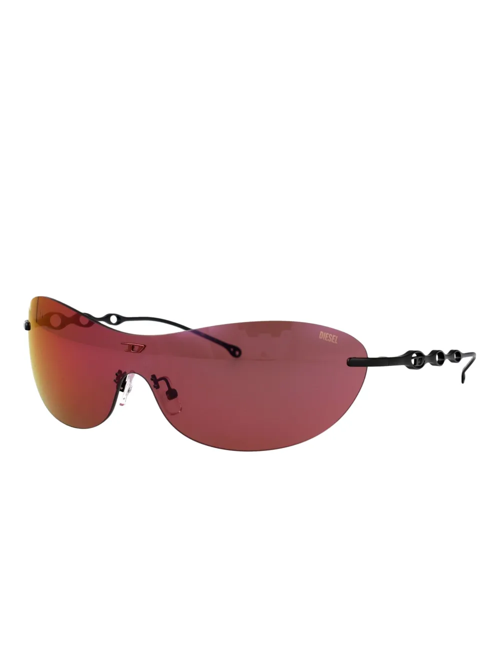 Diesel Iconic zonnebril met randloos shield montuur Zwart