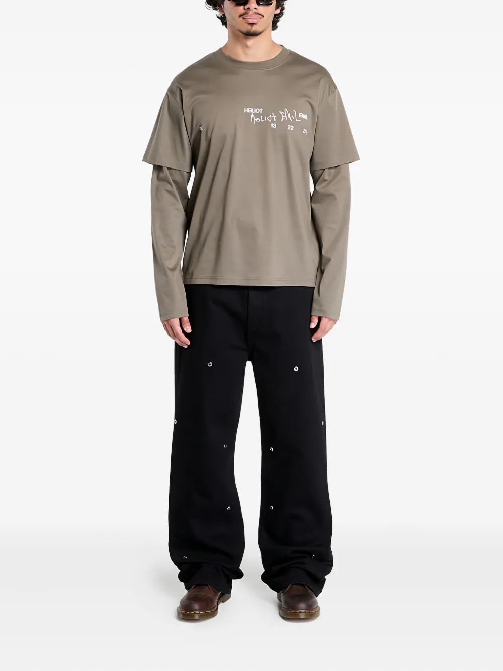 HELIOT EMIL T-shirt met logoprint - Bruin