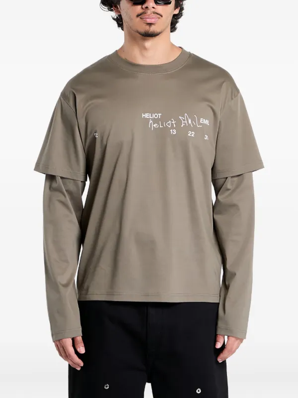 【限定値下げ】Heliot Emil tシャツ HELIOT EMIL ロゴ Tシャツ | ブラウン | FARFETCH JP