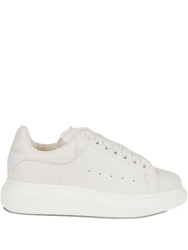 Alexander McQueen Oversized Leather Platform Sneakers in Neutrals