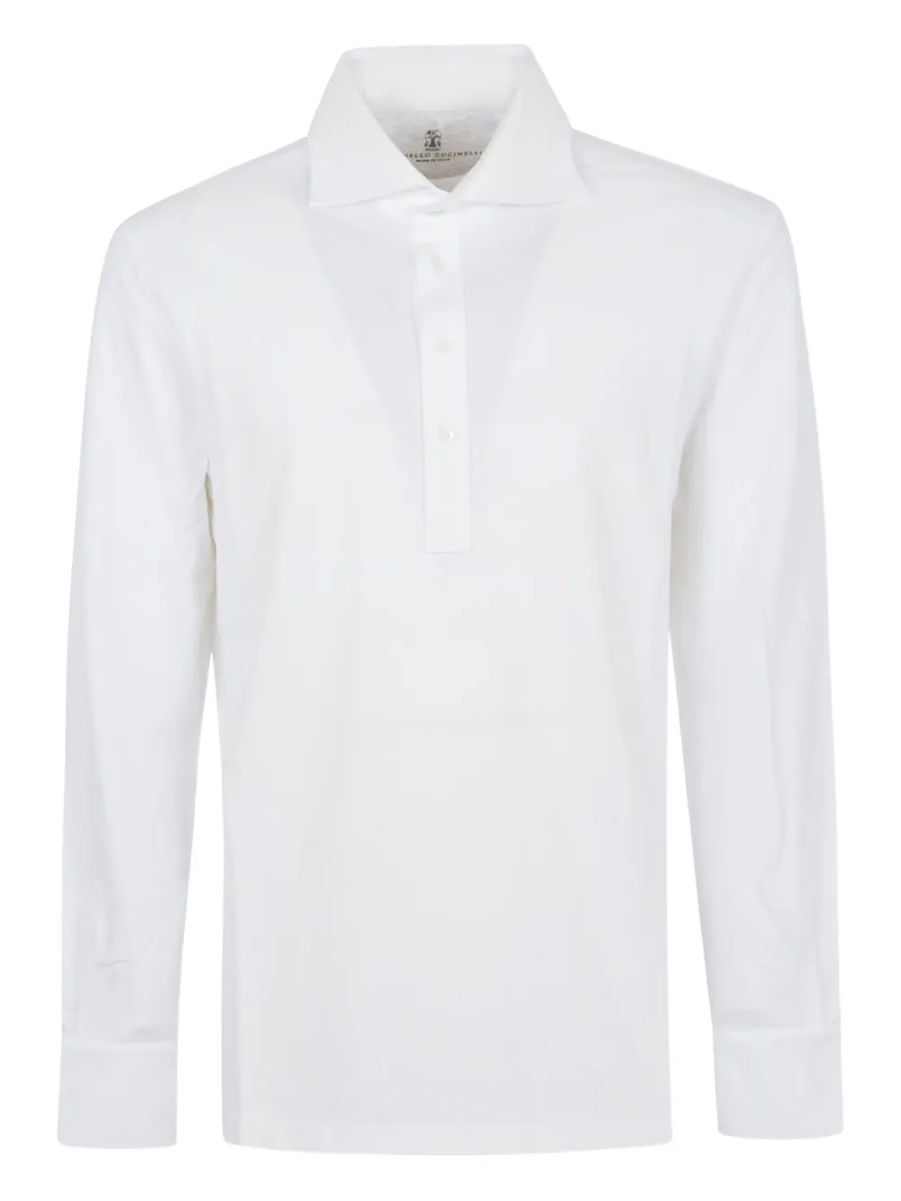 Brunello Cucinelli long-sleeved cotton polo shirt Wit
