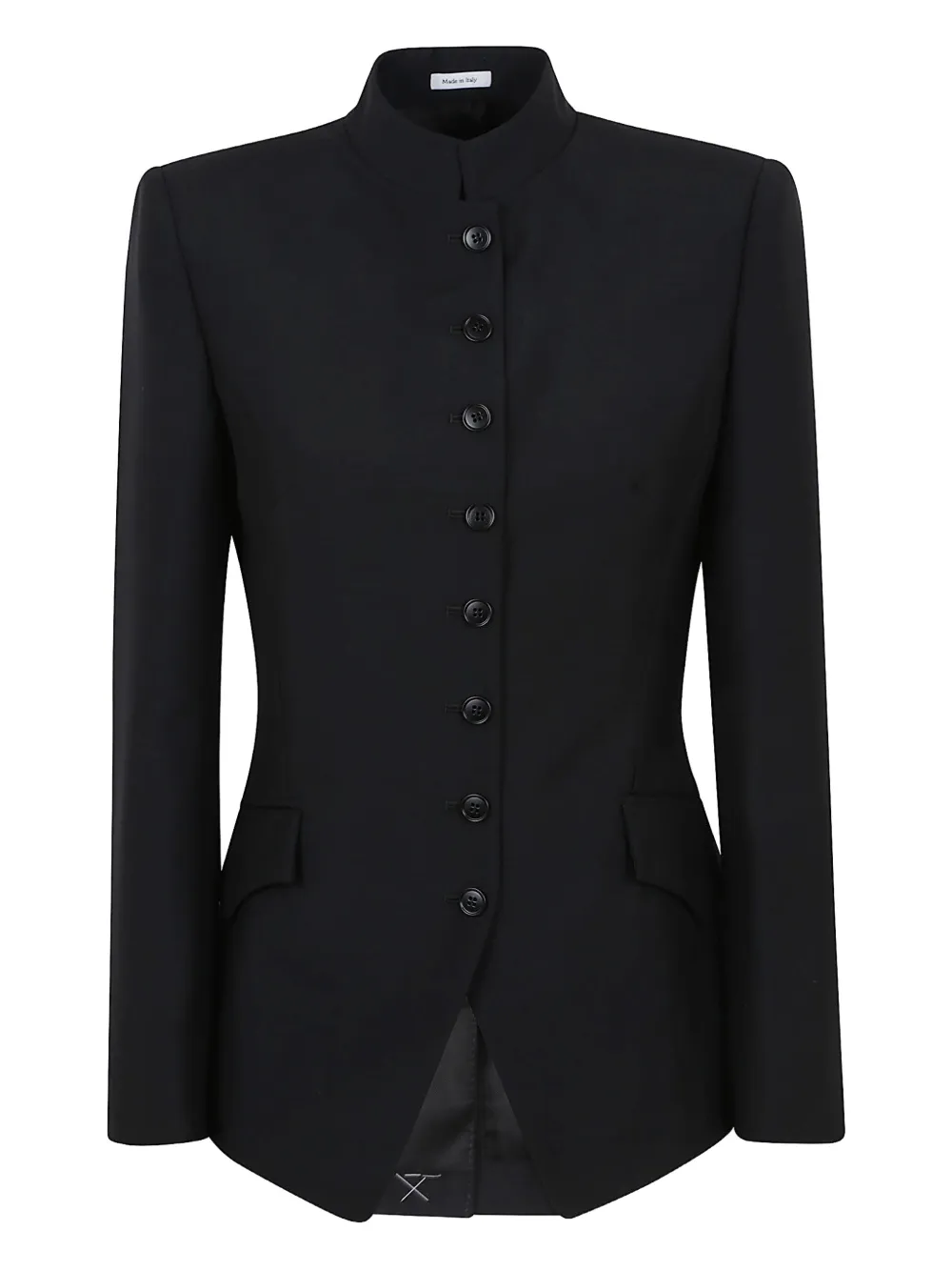 Alexander McQueen mandarin-collar button-front fitted jacket Zwart