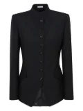 Alexander McQueen mandarin-collar button-front fitted jacket - Black