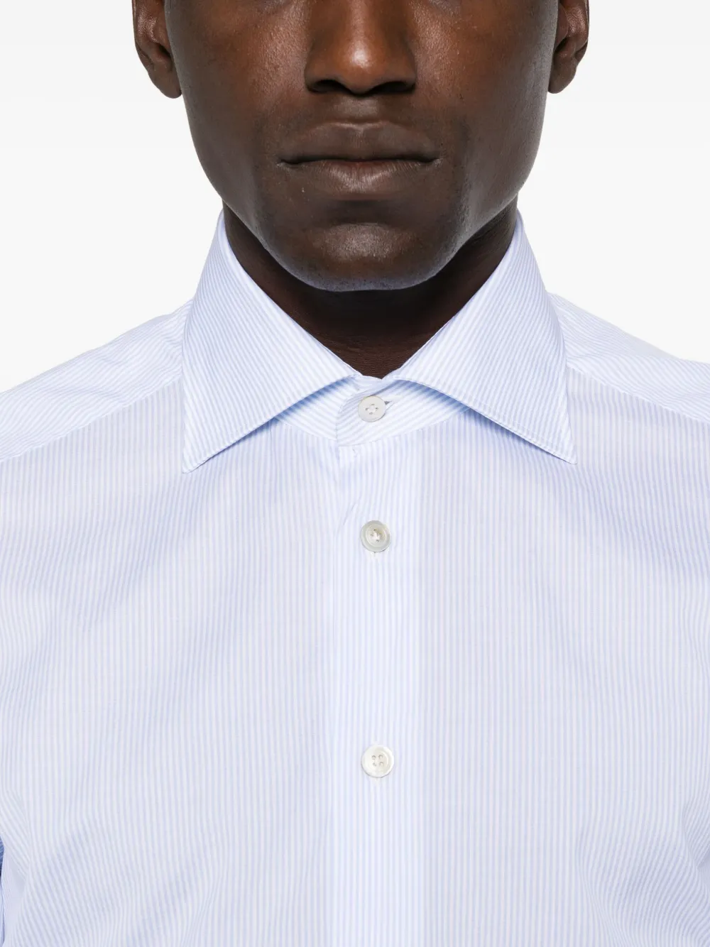 Kiton Gestreept katoenen overhemd Blauw