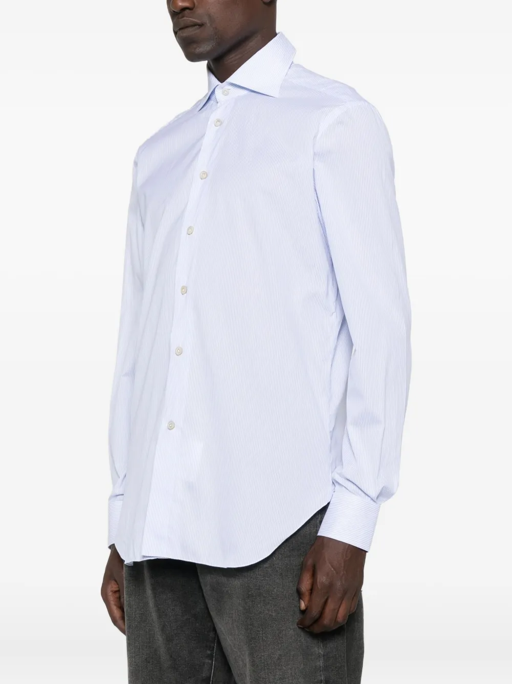 Kiton Gestreept katoenen overhemd Blauw