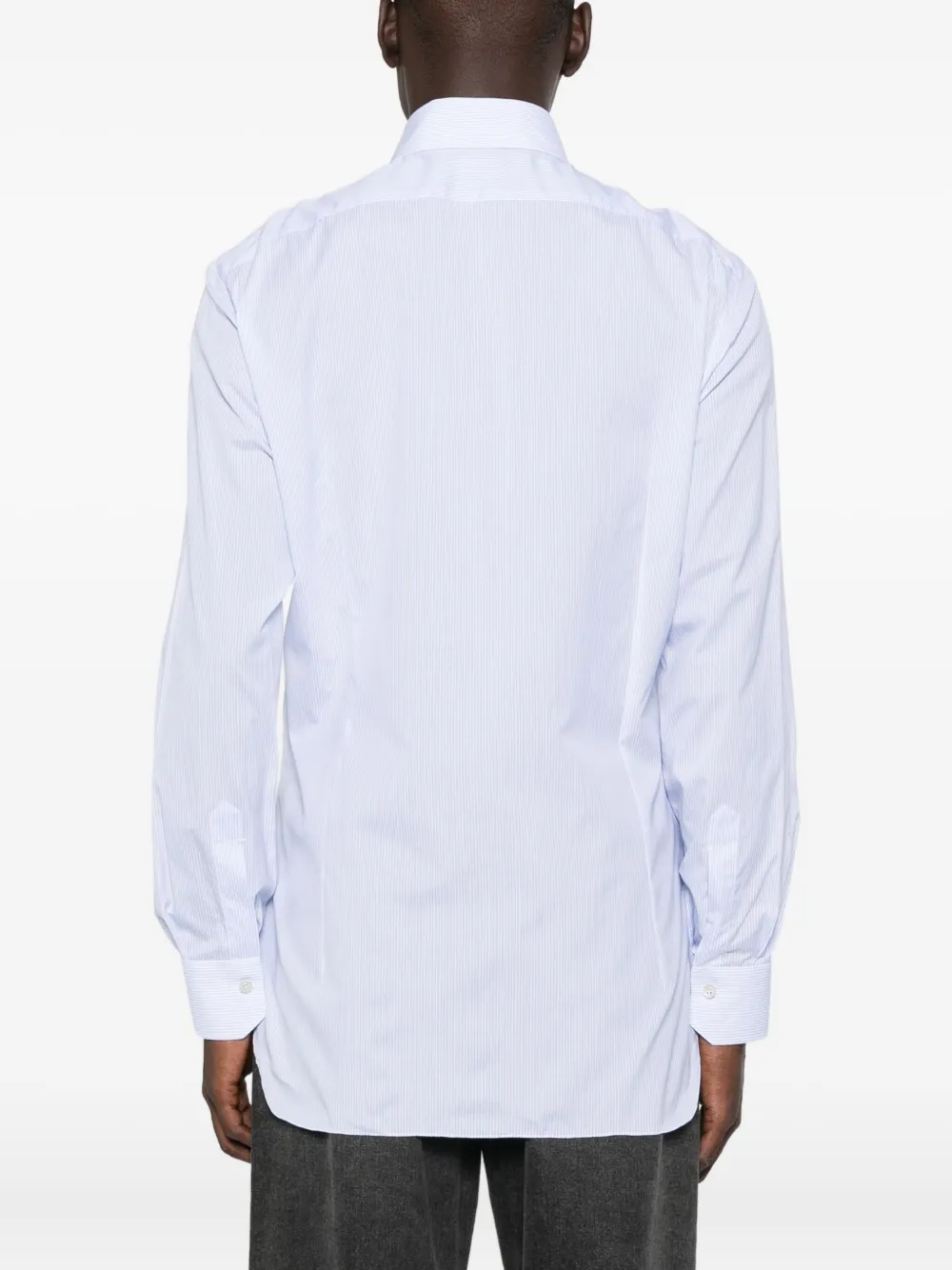 Kiton Gestreept katoenen overhemd Blauw