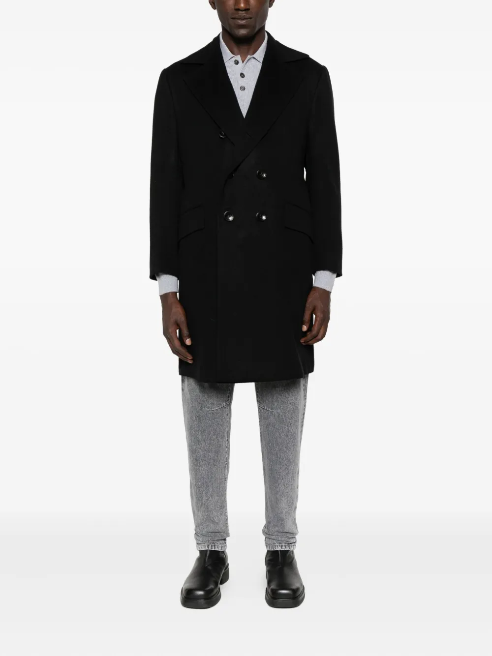 Kiton Jas met dubbele rij knopen Zwart