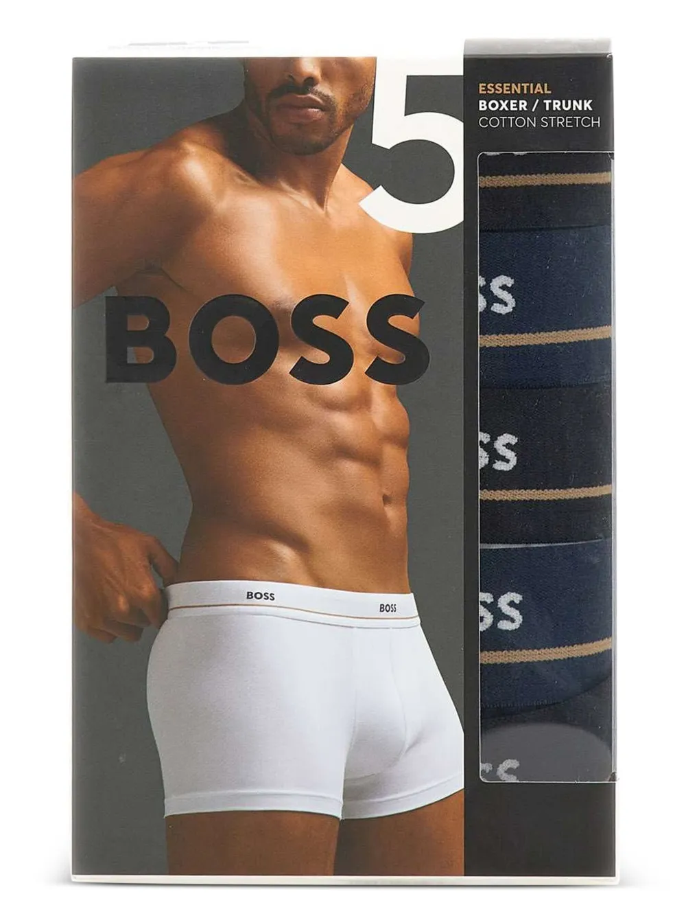 BOSS Vijf paar stretch-katoenen boxershorts met logoband Zwart