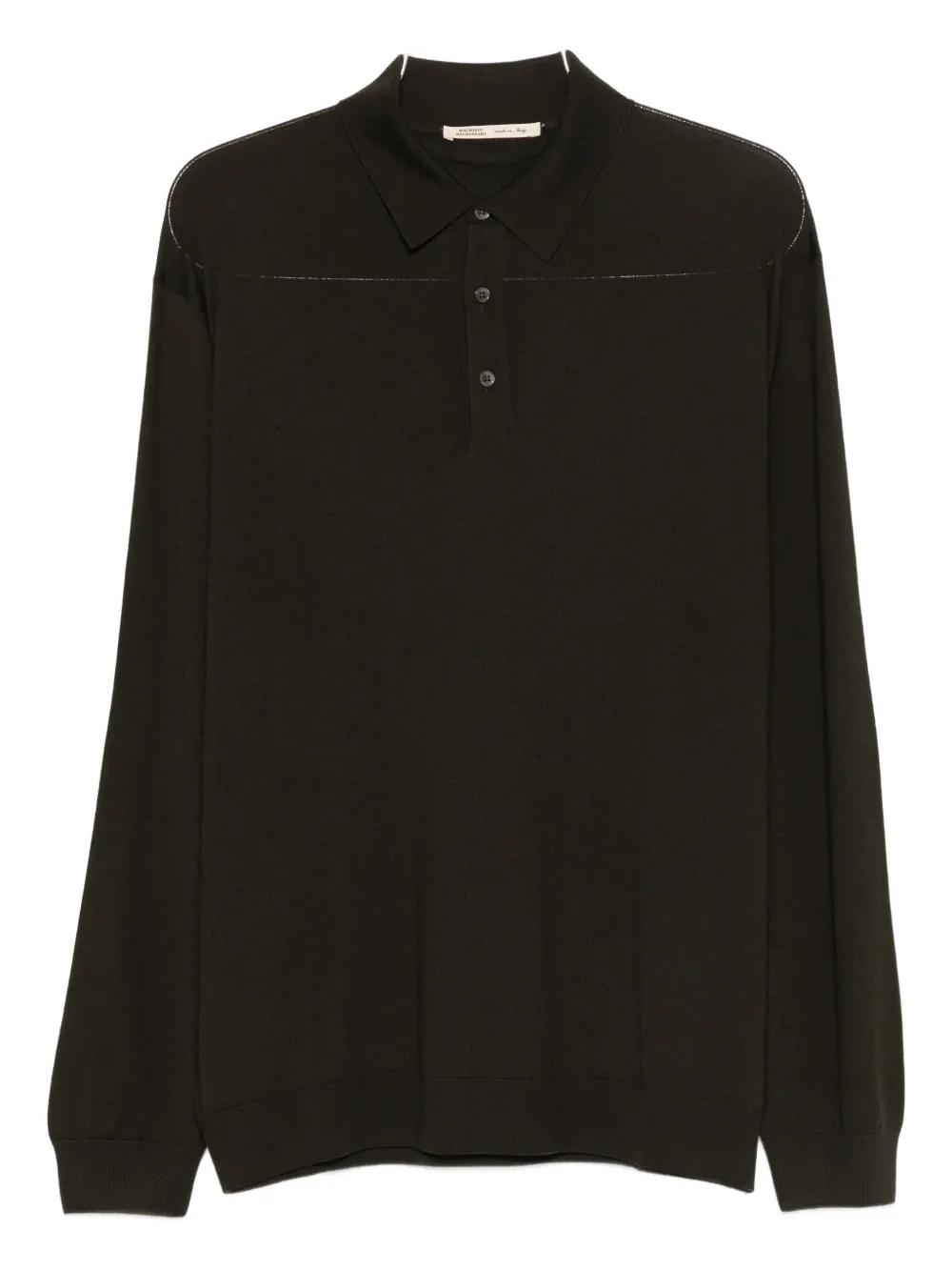 Maurizio Baldassari Long-sleeve Virgin-wool Polo Shirt In Green
