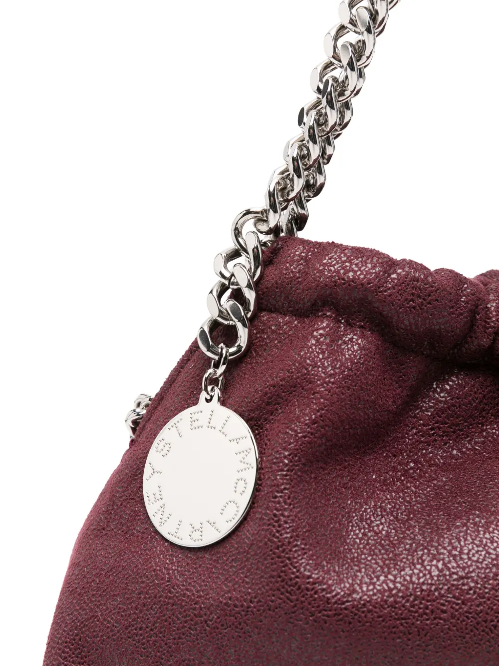Stella McCartney mini Falabella chain-trimmed drawstring tote bag Rood
