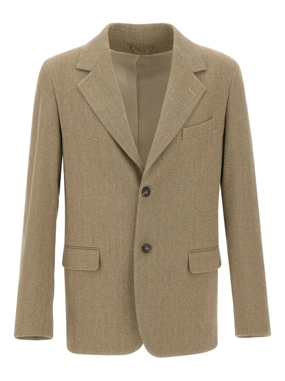 herringbone notched-lapel blazer