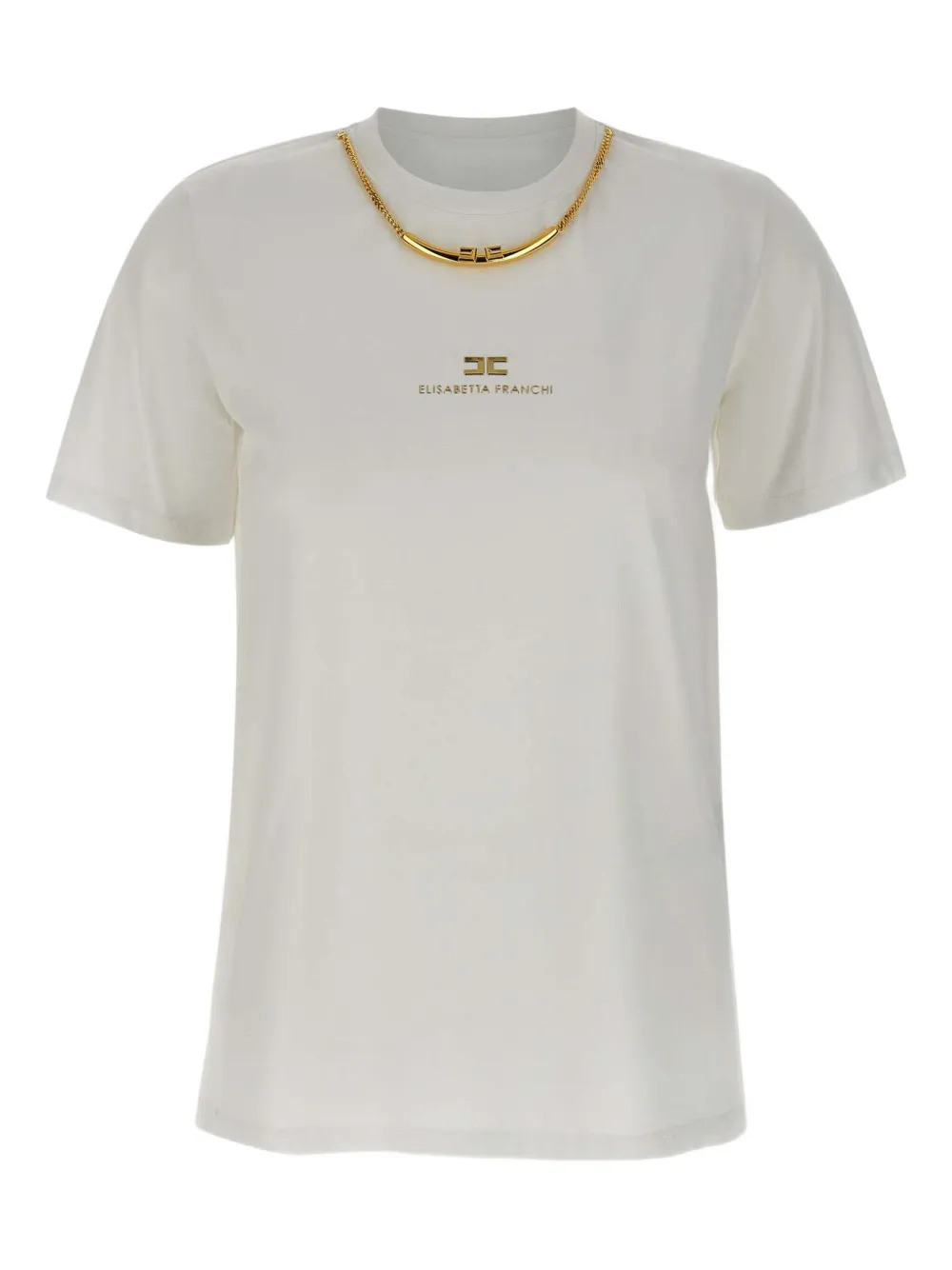 Elisabetta Franchi logo-embellished chain-neckline T-shirt Wit