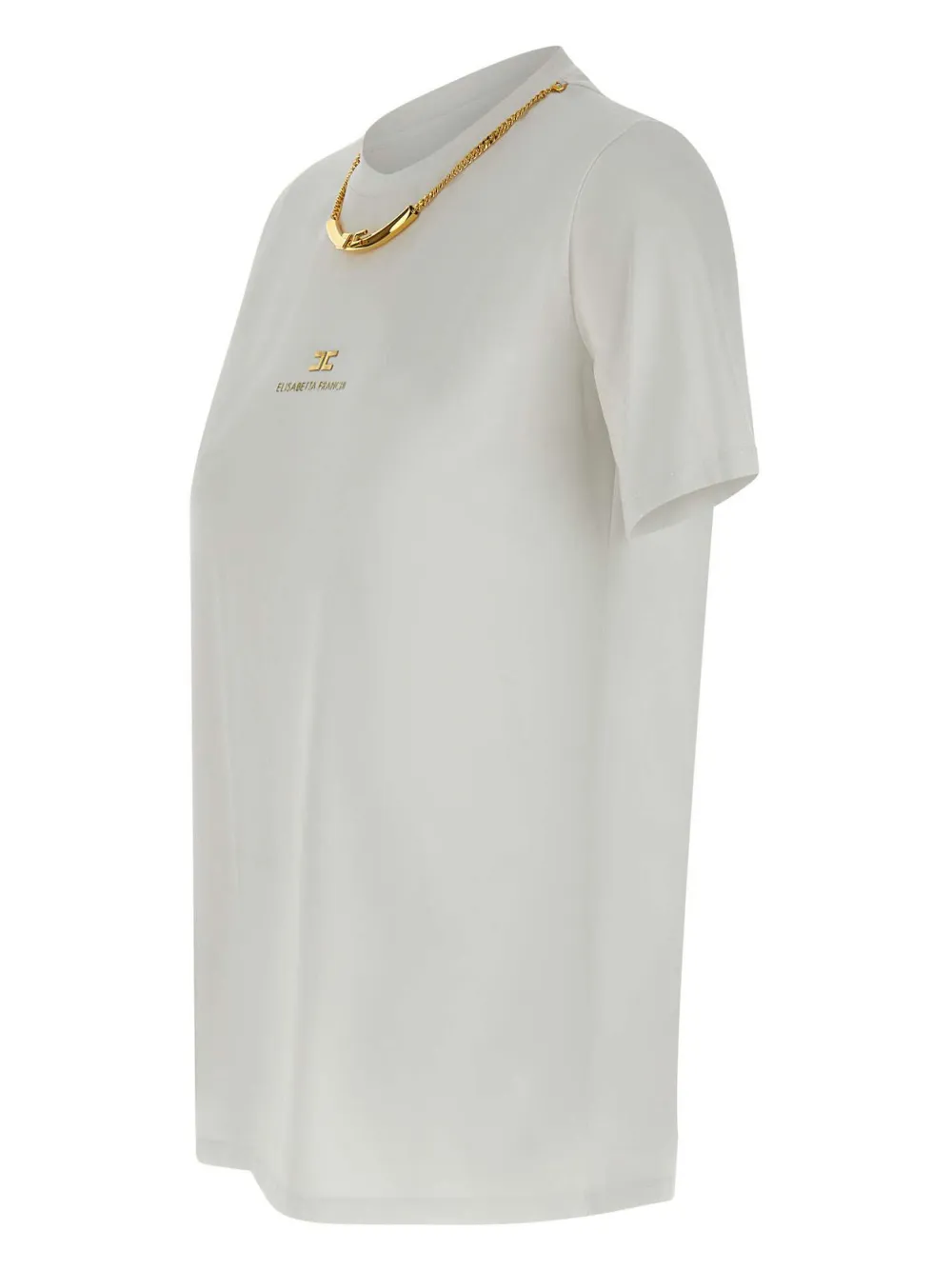 Elisabetta Franchi logo-embellished chain-neckline T-shirt Wit