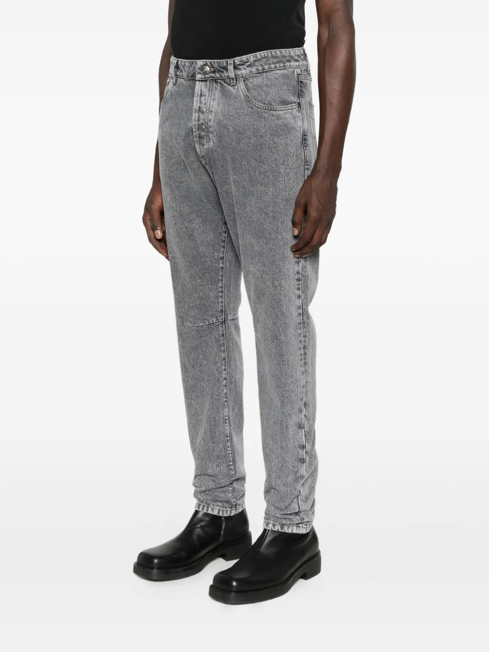 Brunello Cucinelli Denim jeans met kniepatch Grijs