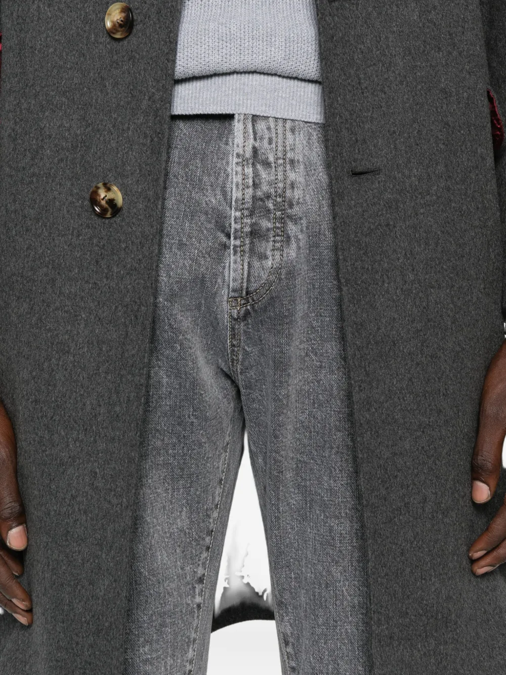 Brunello Cucinelli Denim jeans met kniepatch Grijs