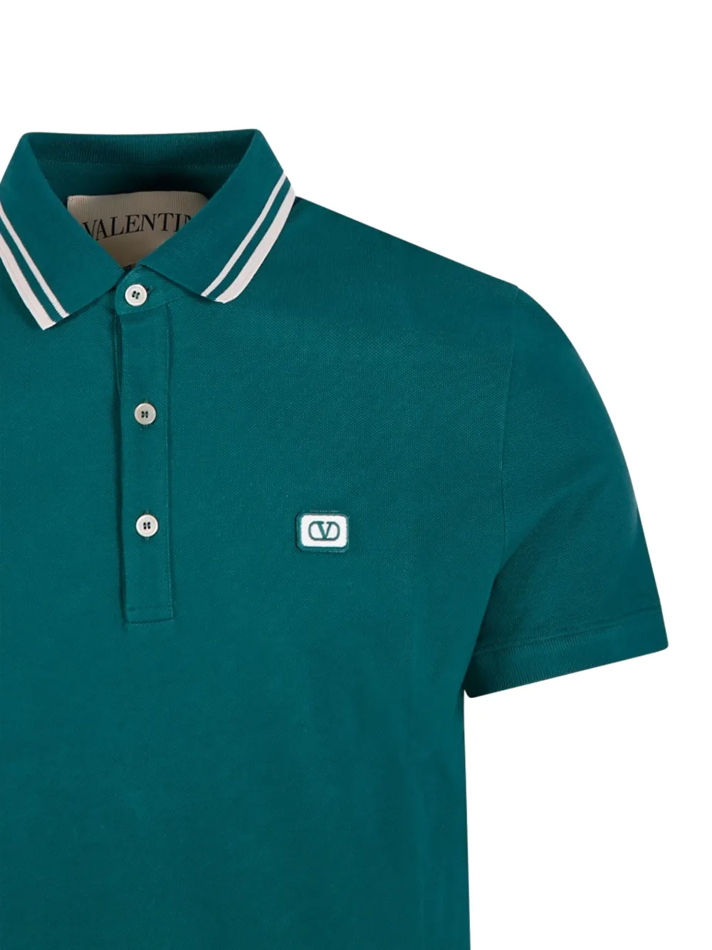 Valentino Garavani Poloshirt met gestreepte kraag Groen