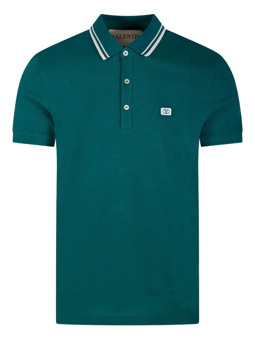 Valentino Garavani striped-collar polo shirt - グリーン Valentino Garavani striped-collar polo shirt - グリーン