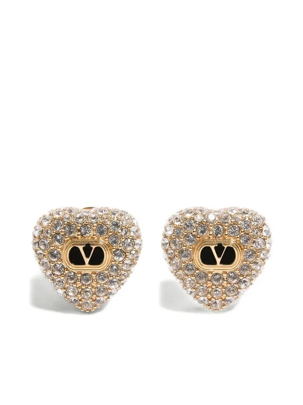 Valentino Coeur Royal Crystal-embellished Heart Earrings In Brown