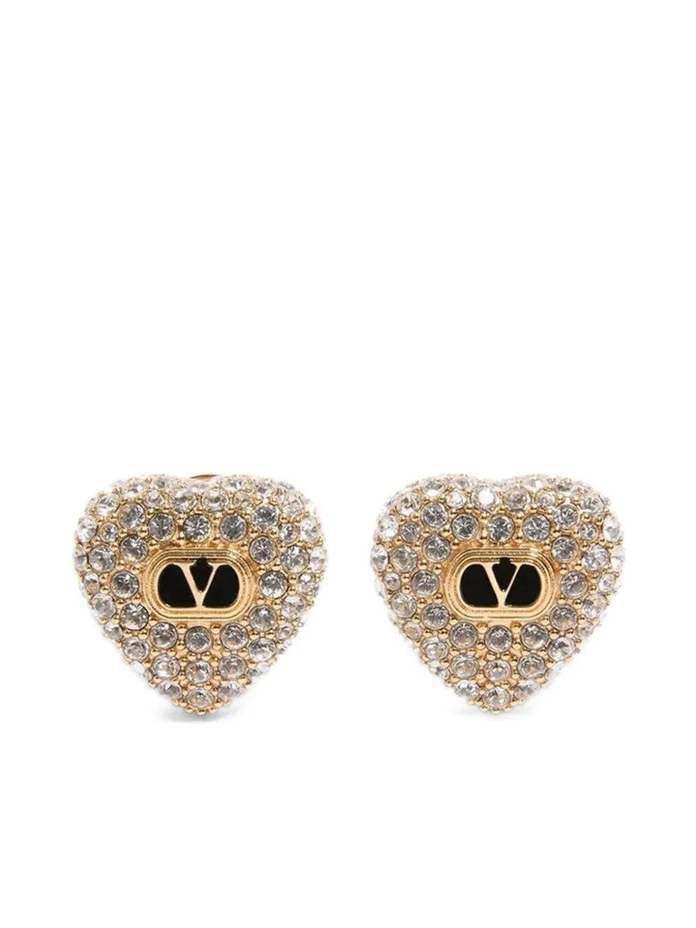 Valentino Garavani Coeur Royal クリスタル ハート ピアス - ゴールドトーン Valentino Garavani Coeur Royal クリスタル ハート ピアス - ゴールドトーン