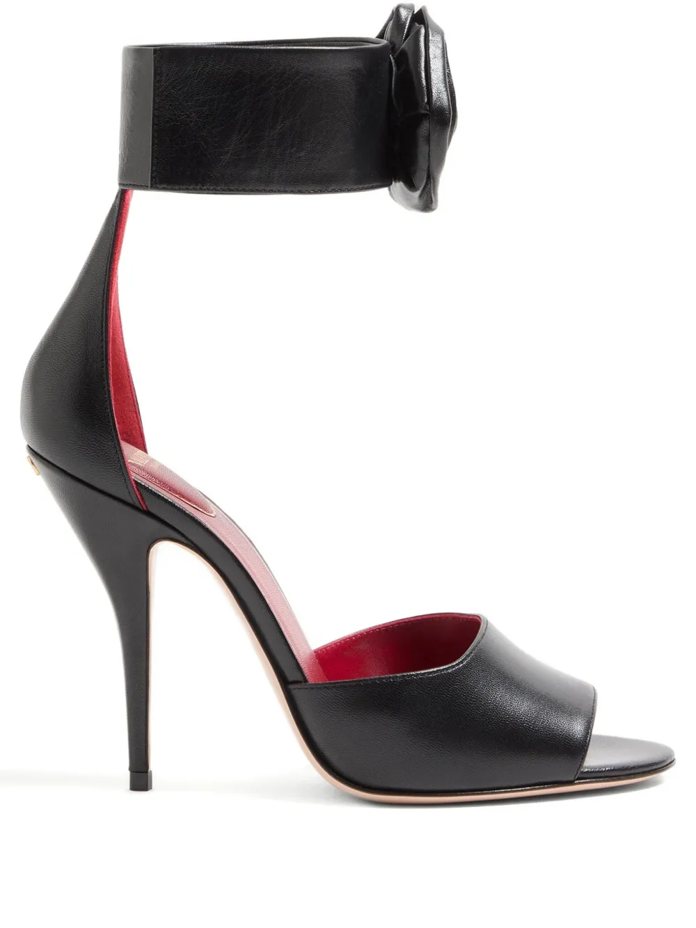 Valentino Garavani 105mm Drip Rose-embellished leather sandals Black