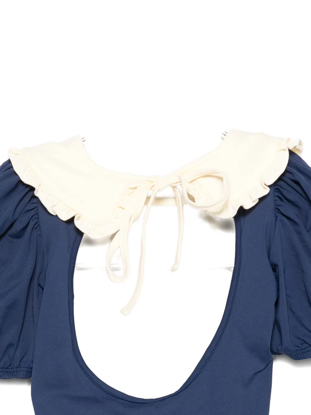 Mipounet Daniela Ruffled-collared Swimsuit In Blue