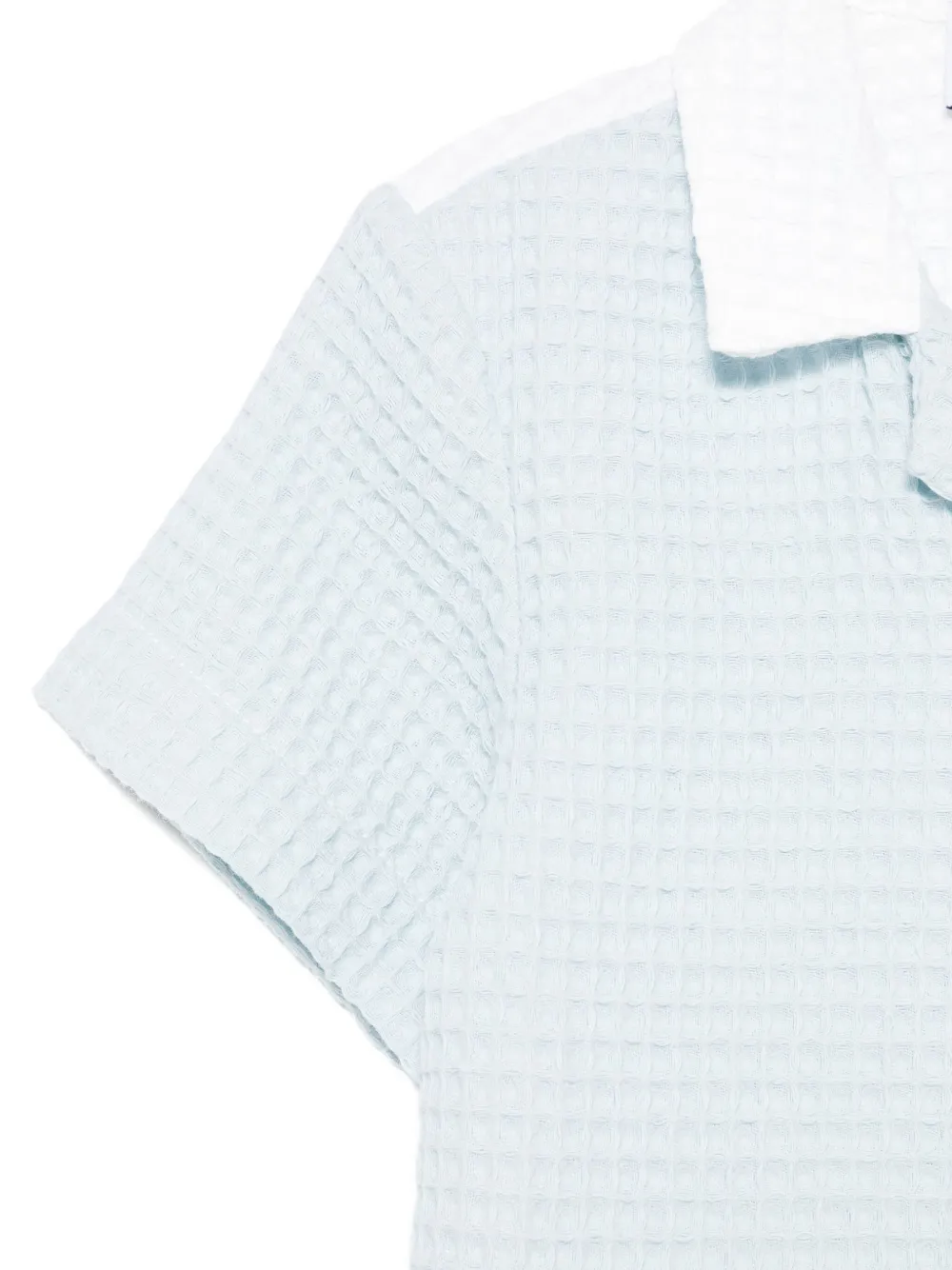 Paade Mode Mari Waffle-weave Two-tone Shirt In White