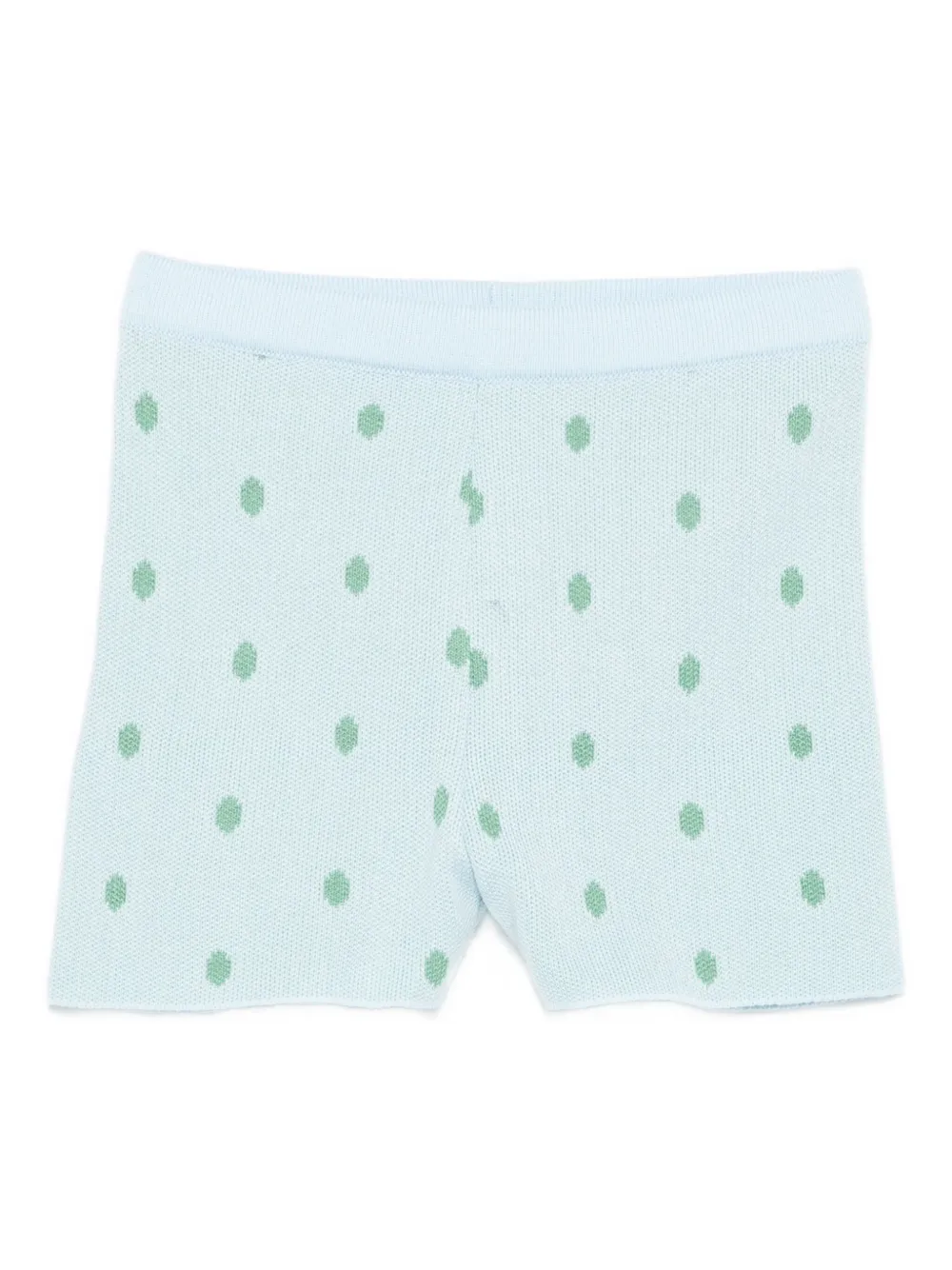 Paade Mode Polka-dot Knit Shorts In Green