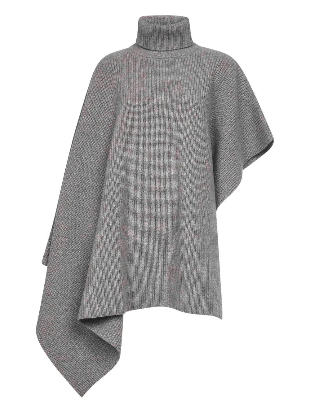 Stella McCartney ribbed turtleneck asymmetric poncho Grijs