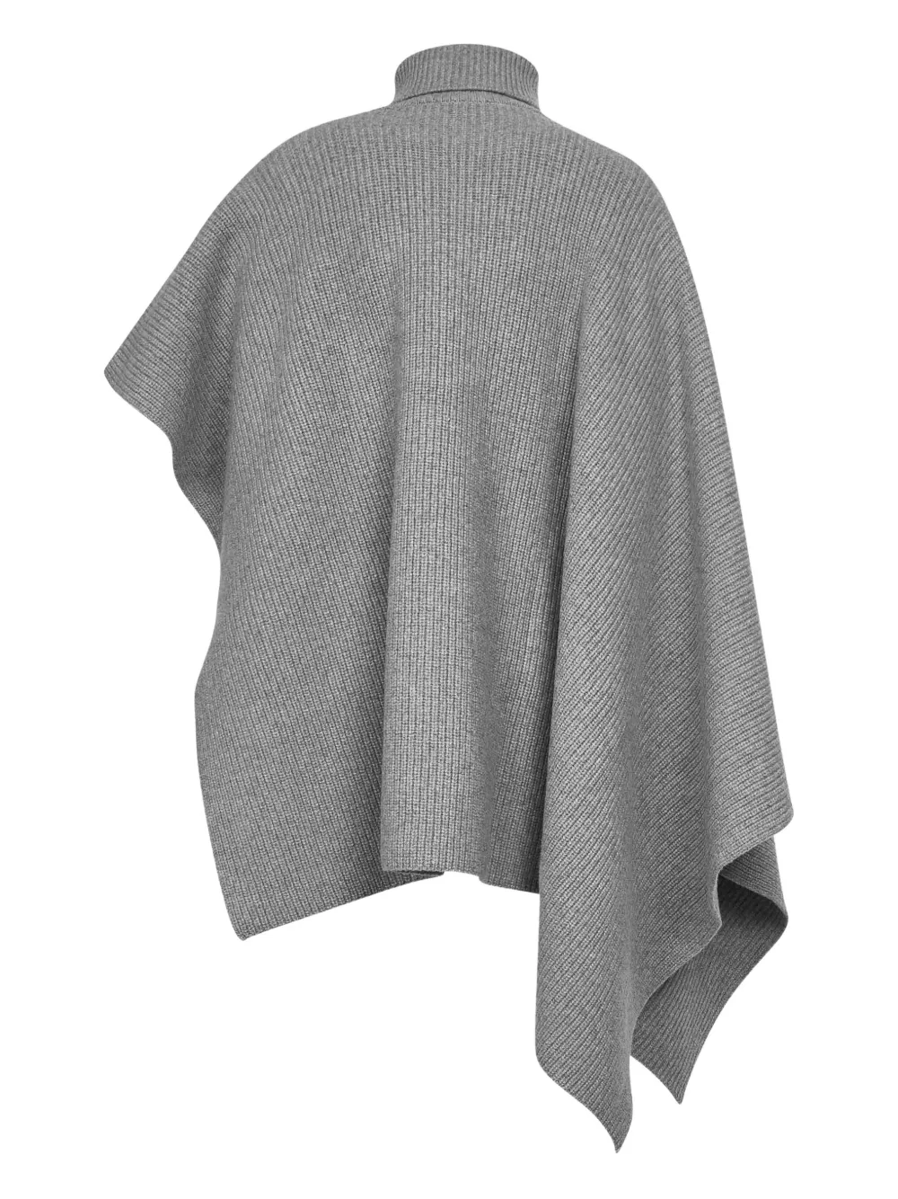 Stella McCartney ribbed turtleneck asymmetric poncho Grijs