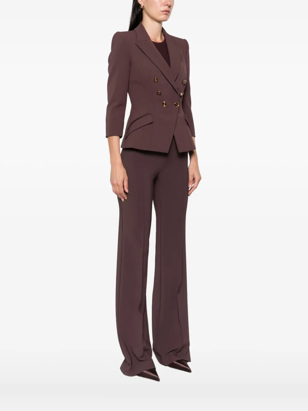 Elisabetta Franchi Jack met dubbele rij knopen Bruin