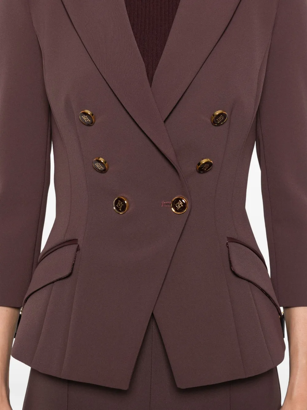 Elisabetta Franchi Jack met dubbele rij knopen Bruin