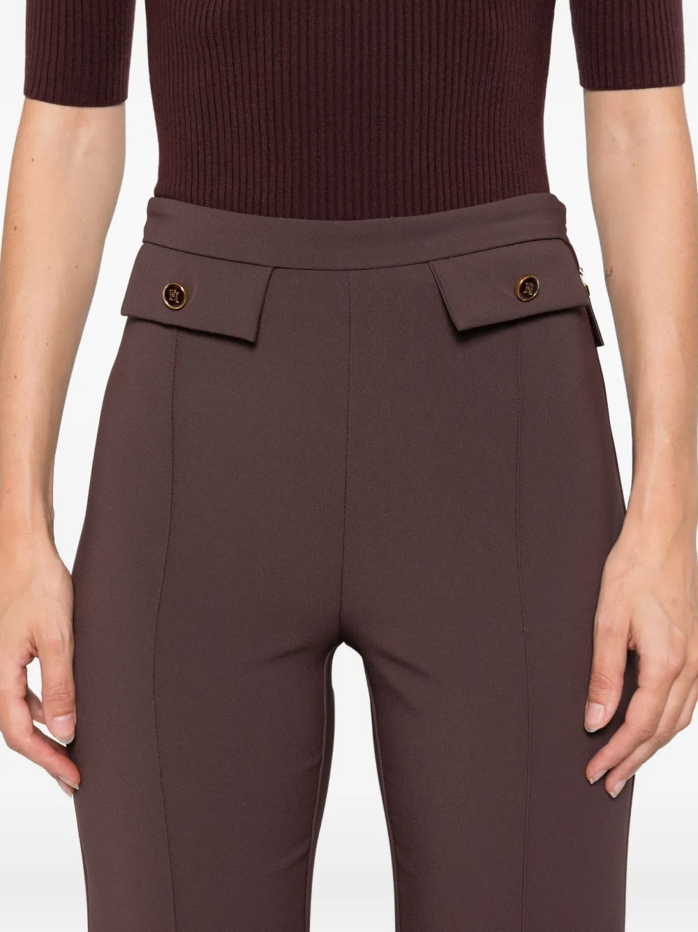 Elisabetta Franchi button-detail trousers Bruin