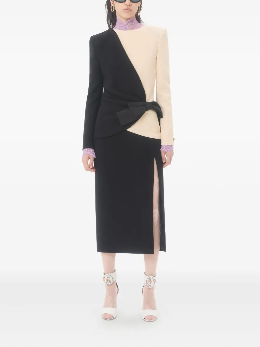 Valentino Garavani bow-detail crepe midi dress - Zwart