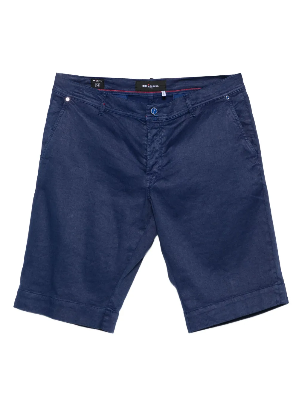 Kiton Shorts van linnenblend met knoopsluiting Blauw