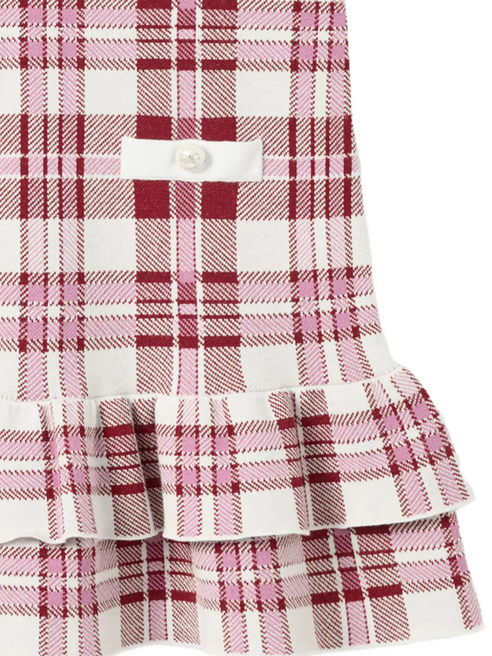 Self-Portrait Kids pearl-button ruffled dress Rood