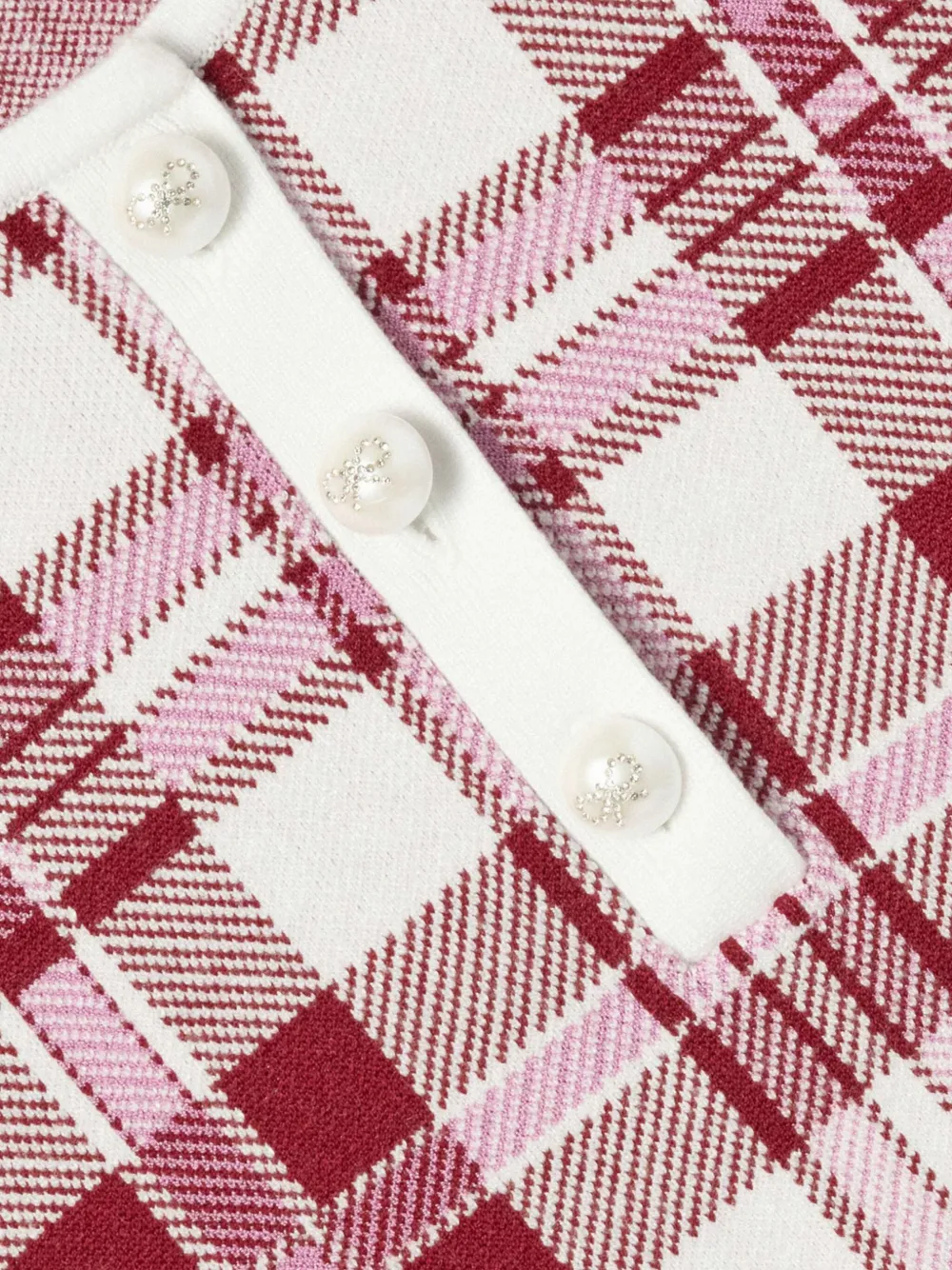 Self-Portrait Kids pearl-button ruffled dress Rood